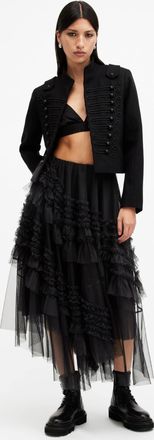 AllSaints Womens Polyester Jen Tulle Maxi Skirt, Size: UK 14/US 10