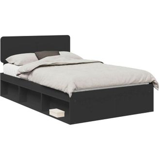 vidaXL Bed Frame with Headboard Black 120 x 200 cm Solid Pine Wood vidaXL