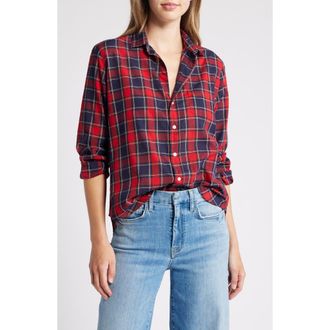 Frank & Eileen Eileen Plaid Relaxed Button-Up Shirt in Red Navy White Plaid at Nordstrom Rack, Size Xx-Small