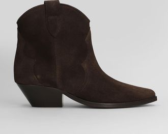 Isabel Marant Dewina Texan Ankle Boots In Brown Suede