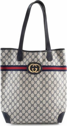 Gucci Navy Gg Supreme Leather Tote Bag (Pre-Owned)