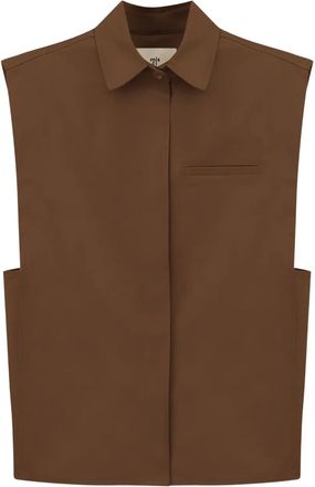 MISCI collared vest - Brown