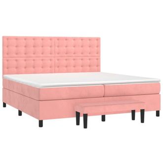 vidaXL Vidaxl - Cama Box Spring Con Colch&oacute;n Terciopelo Rosa 200x200 Cm