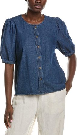 Anne Klein Gathered Chambray Blouse