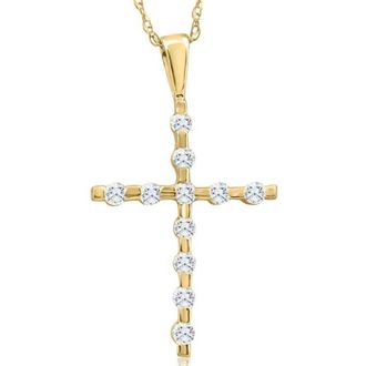 Pompeii3 1/5Ct Diamond Cross Pendant 10k Yellow Gold 18 10k Gold Necklace