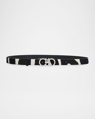 Ferragamo Donna Pony Hair Double Gancini Belt