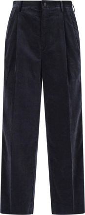 Kaptain Sunshine Blue Pleated Mid-Rise Corduroy Trousers