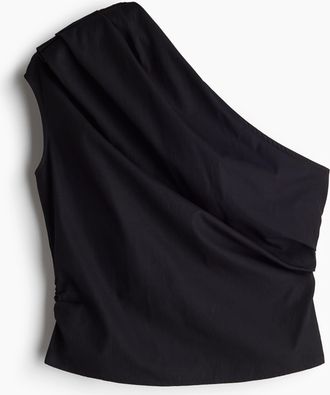 H&M Drapiertes One-Shoulder-Top - Schwarz