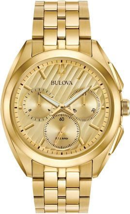 Bulova Mens Curv Gold Dial Watch
