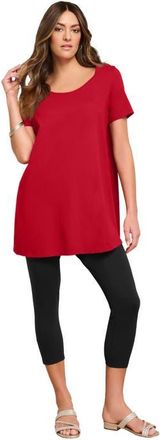 Roaman's Plus Size Cotton Ultimate Scoopneck Swing Tunic in Classic Red at Nordstrom, Size 24