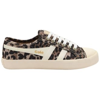 Gola Womens Coaster Animal Print Trainer Sneaker In Tan/off White