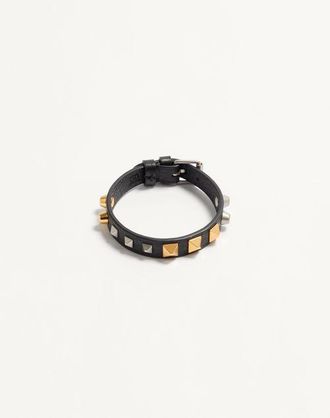 Valentino Garavani Rockstud Bracelet In Grainy Calfskin With A Mix of Studs