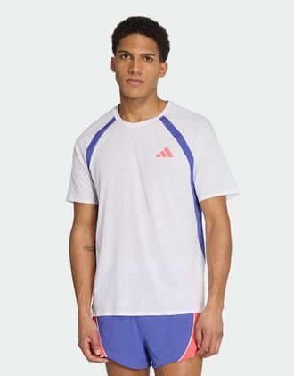 adidas adidas Performance - Adizero Archive - T-shirt da corsa bianca/indaco duale-Bianco