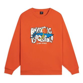 Li-Ning Hoops Comic Graphic Sweatshirt Orange AWDSG95-3
