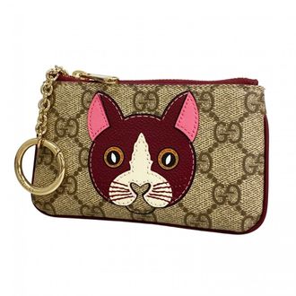 Gucci Beige Bordeaux Pvc Coin Purse/Coin Case (Pre-Owned)