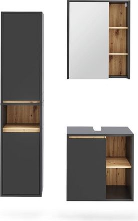 Vicco Conjunto De Muebles De Ba&ntilde;o Viola, Gris/artisan, 3 Partes, Vicco