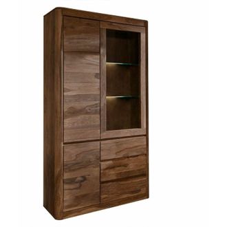Massivmoebel24 vetrina in legno di Shesham / Acacia 109x40x202 smoked cherry tinto toronto 111