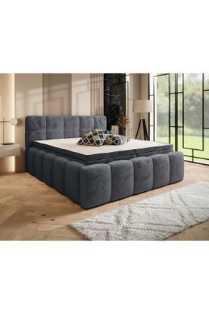 Xora Boxbett, Anthrazit, Textil, H3, 7-Zonen, H&ouml;he ca. 16 cm, 140x200 cm, gepolstertes Kopfteil, Stoffauswahl, Topper durchgehend, in verschiedenen Gr&ouml;&szlig;en 