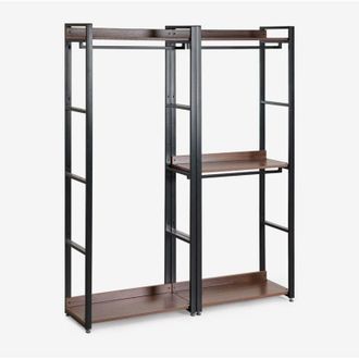 Sklum Sklum - Armario modular abierto de 2 piezas con pechero en acero y madera Ariaster