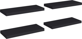 vidaXL Floating Wall Shelves 4 pcs Black 60x23.5x3.8 cm mdf Vidaxl