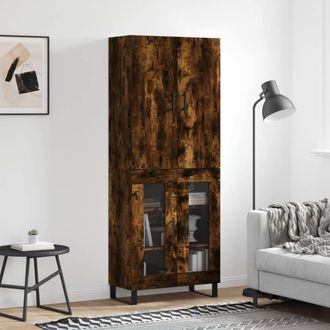 Berkfield Home Highboard Smoked Oak 69.5x34x180 cm Engineered Wood in Brown