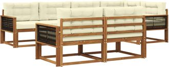 vidaXL Conjunto De Sof&aacute;s De Exterior 8 Uds. Natural Y Crema Vidaxl
