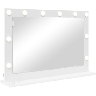 vidaXL Vidaxl - Espejo De Tocador Con Luces De Tiras Led Blanco 80 X 15 X 18 Cm