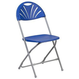 Flash Furniture HERCULES Series 650 lb. Capacity Blue Plastic Fan Back Folding Chair