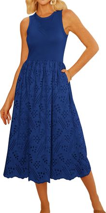 Grace Karin Casual Summer Dresses for Women Sleeveless Tank Dress Flowy Swing Dress Boho Vacation Spring Dresses Royal Blue M