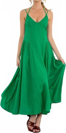 THML Clothing Spaghetti Strap Maxi Dress In Green