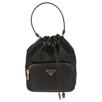 Prada Logo Plaque Bucket Bag