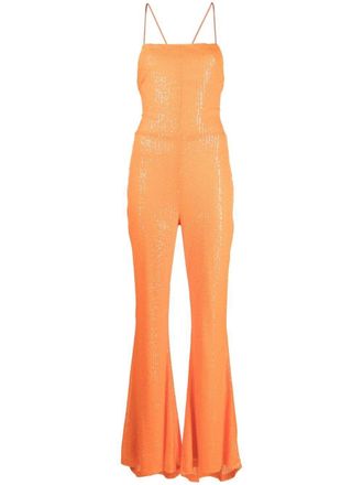 Rotate Jumpsuit verfraaid met pailletten - Oranje
