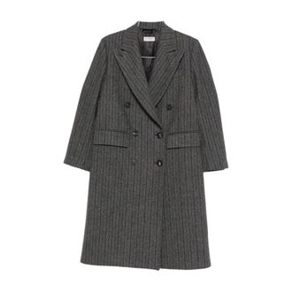 Alberto Biani Double-Breasted Coats, female, Gray, Size: 2XS Wool Double-Breasted Coat