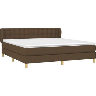vidaXL Vidaxl - Cama Box Spring Con Colch&oacute;n Tela Marr&oacute;n Oscuro 180x200 Cm