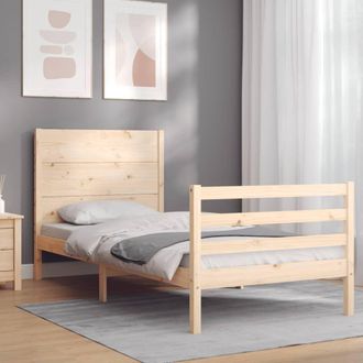 Berkfield Home Bed Frame with Headboard 90x200 cm Solid Wood in Brown