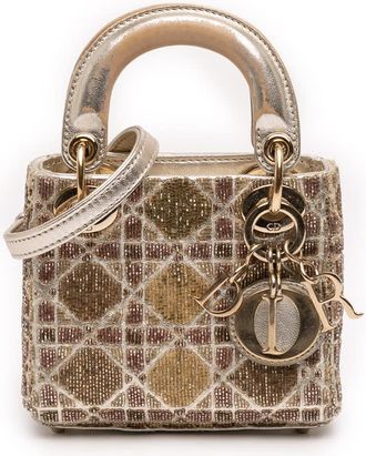 Dior Pre-owned Dior Micro Metallic Calfskin Cannage Beaded Lady Ladies TOMYNRIFX6IH7WG2