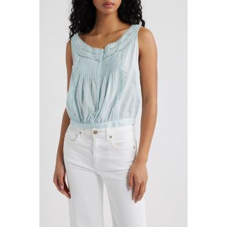 Madewell Lace Inset Pintuck Sleeveless Top in Frosted Sky at Nordstrom, Size Xx-Small