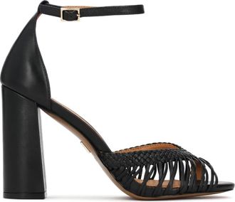 Kazar Zwarte sandalen met gevlochten bovenkant - Dames - Sandalen met hakken - Zwart - 39 EU - Leer - Schoenen