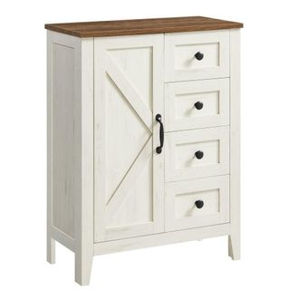 Vasagle Armario de ba&ntilde;o con 4 cajones y estante ajustable de color blanco