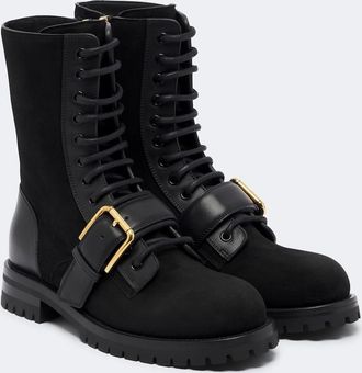 Dolce & Gabbana Botas de ante con cordones y piel
