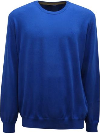 Harmont & Blaine Round-neck Knitwear, male, Blue, Size: 3XL Maglione Delave Cotton Sweater