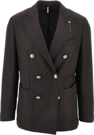 Santaniello M&eacute;lange tweed tailored jacket Man 48