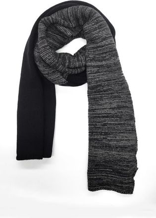 Portolano Cashmere scarf in solid and tweed pattern in Black/grey at Nordstrom