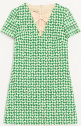 Valentino Abito Corto In Tweed Pied De Poule Donna VERDE/BETULLA 36