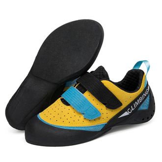 Generic Mens Stylish Anti-Slip Durable Climbing Training Shoes - Women Rock Climbing and Boulder Shoes for Indoor Outdoor (Yellow Blue,7.5)