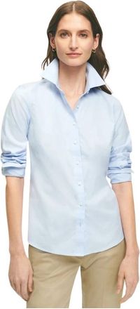 Brooks Brothers Getailleerd Non-Iron Oxford overhemd met Forward Point kraag - Dames - Overhemden - Blauw - 3XL - Leer - Overhemden