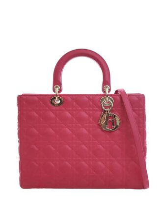 Dior 2014 Large Lambskin Cannage Lady Dior satchel - Pink
