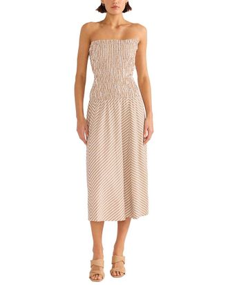 Minkpink Artemis Shirred Linen-Blend Midi Dress