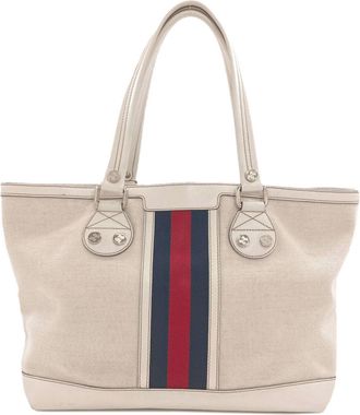 Gucci White Canvas Tote Bag (Pre-Owned)