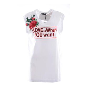 Dolce & Gabbana Sleeveless Tops, female, White, Size: 3XS Sleeveless T-shirt